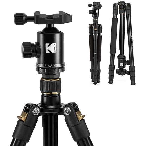Kodak PhotoGear 63” Camera Tripod & Monopod, 2-in-1 Camera Tripod Stand W/Remote & 360° Ball Head