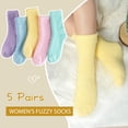 thumbnail image 6 of Fluffy Cozy Plush Soft Slipper Socks for Fall Winter Gifts Warm Sleeping Home 5/6 Pairs, Tan, 6-11, 6 of 6