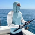 thumbnail image 6 of Dresfit Sun Shirt Mens Upf 50+ Long Sleeve Fishing Shirts 2026 Summer Hooded Workout Pullover Big and Tall Sun Protection Hiking Hoodies with Face Mask Sky Blue 4XL, 6 of 9