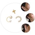 thumbnail image 4 of 3PCS Imitation Pearl Ear Clips No Ear Hole Ear Jewelries Chic Pearl Ear Clips, 4 of 8