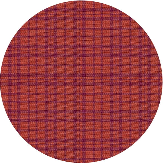 Ahgly Company Machine Washable Indoor Round Transitional Red Area Rugs, 7' Round