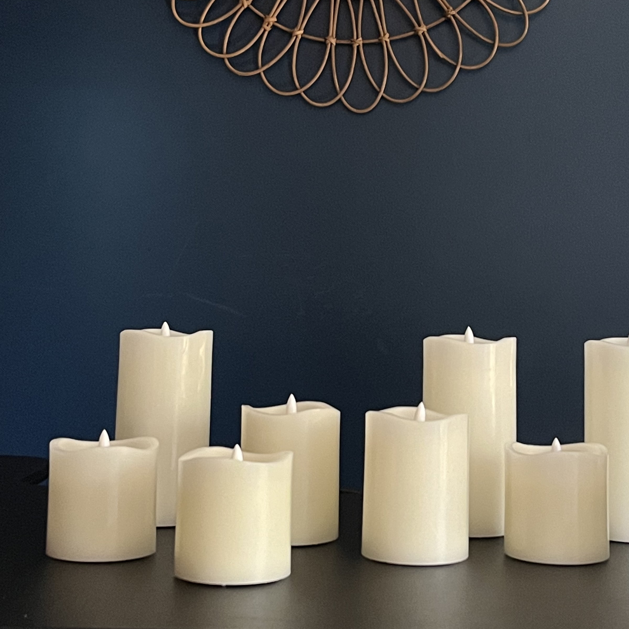 Stonebriar 3 Count Ivory Real Wax 3x4 Flameless LED Pillar Candles with Remote and Timer