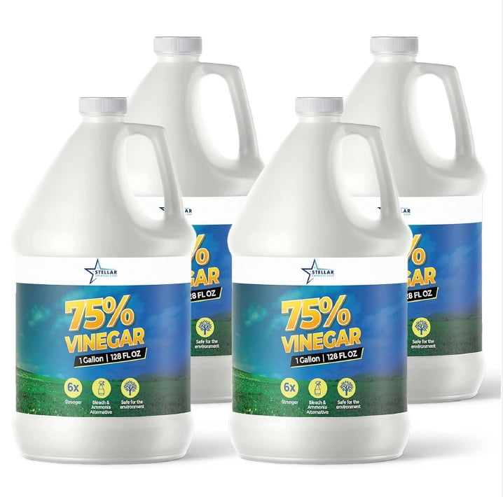 75% Vinegar | Stellar Chemical Corp | Pure Super Concentrated Vinegar | Dilutes to 15 Gallons | 15x Power Vinegar | 4 Gallons