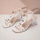 thumbnail image 2 of Correas de Tacón para Estilo de Tacones Altos Sandalias de Tacón de Bloque Blanco, Tacones de Bloque Blanco para Mujeres Correa de Tobillo Ajustable de Pie Abierto, 2 of 9