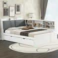 thumbnail image 4 of Euroco Full Size Modern Daybed with Storage Headboard and Twin Trundle in White Finish, 4 of 17
