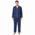 thumbnail image 7 of Kyntgho Men's Two Piece Pajama Set, Long Sleeve Button Front Pajama Shirt with Piping and Straight Pants, 7 of 7