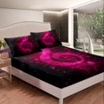 thumbnail image 2 of Drap-housse Note Musicale Taille Grand, Imprimé Sequins Rose Étoilé (Pas Réel) Housse de Lit Chic (1 Drap-Housse + 1 Taie d'Oreiller), Thème Musical Romantique Pailleté, 2 of 6