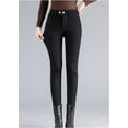 thumbnail image 3 of Winter Warm Fleece-Lined Jeans for Women - High Waist Thermal Insulated Trousers, 3 of 9