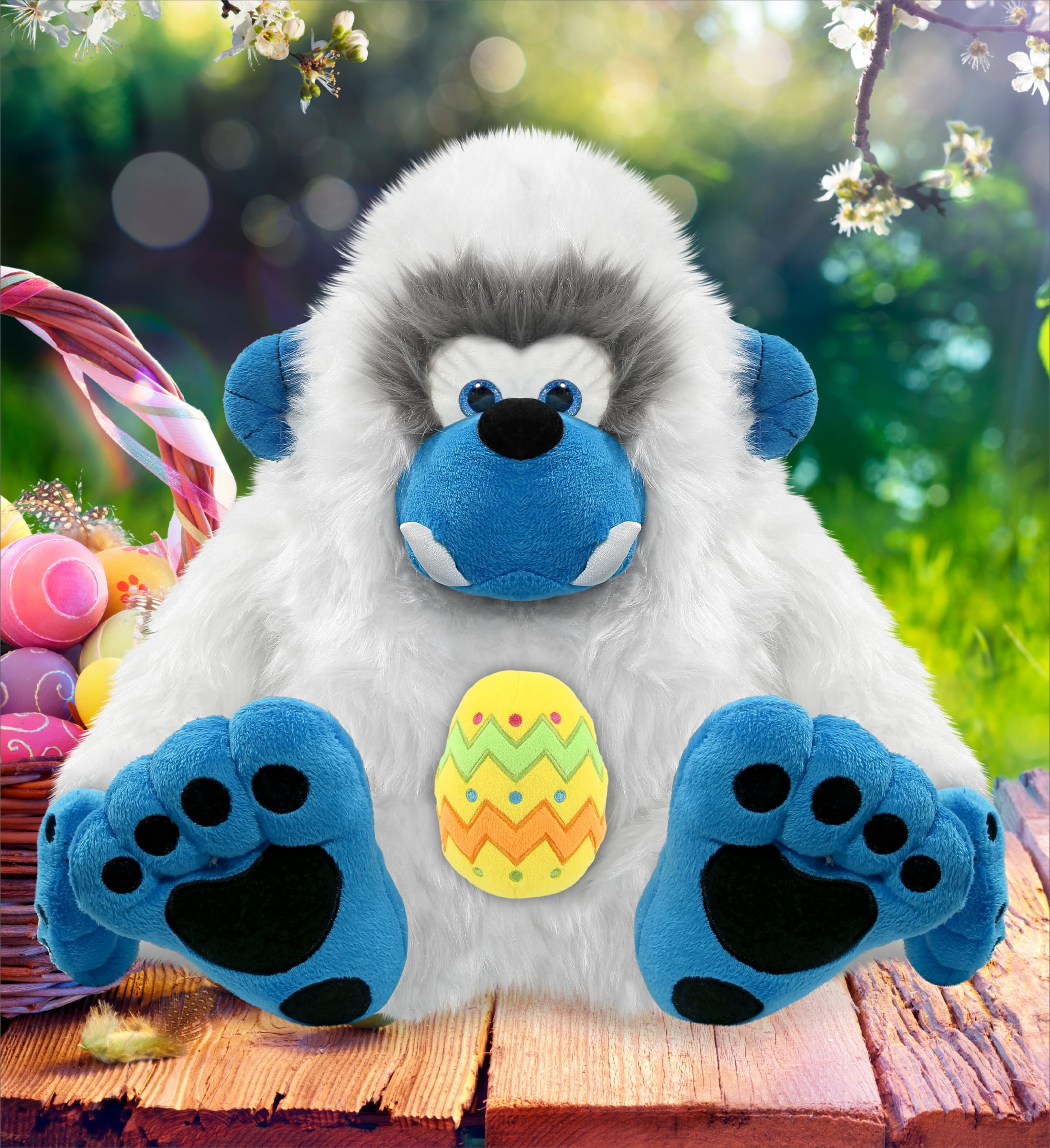 DolliBu Super Soft Yeti with Yellow Easter Egg Plush - Perfect Yeti Stuffed Animals for Easter Basket, Cute Easter Egg Stuffed Animal Spring Toys for Girls, Boys, and Babies - 12 Inches