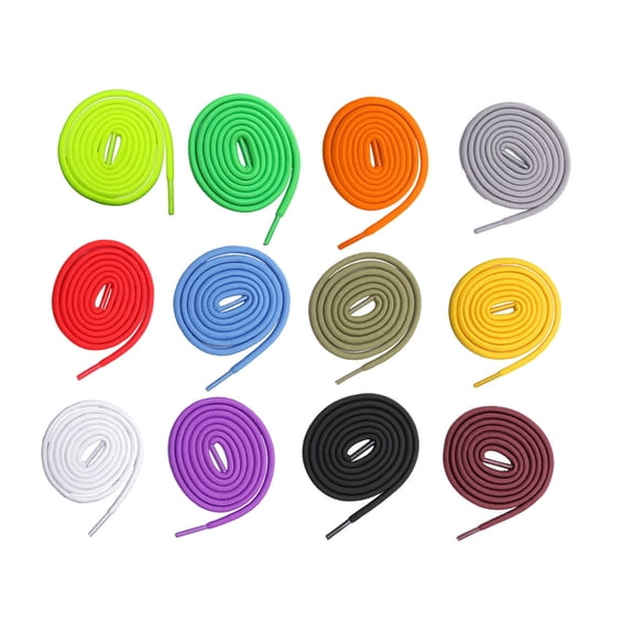 SOPOTUTU 12 Pairs Round Shoe Laces Assorted Colors for Athletic, Running, Casual, and Sports Shoes