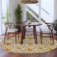 thumbnail image 3 of Round Rug 5Ft Washable Non-Slip, Spring Daisy Circle Area Rugs for Living Room Bedroom, Country Vintage Yellow White Floral Leaf Plaid Indoor Floor Mats Carpet Runner for Home Decor Aesthetic, 3 of 8