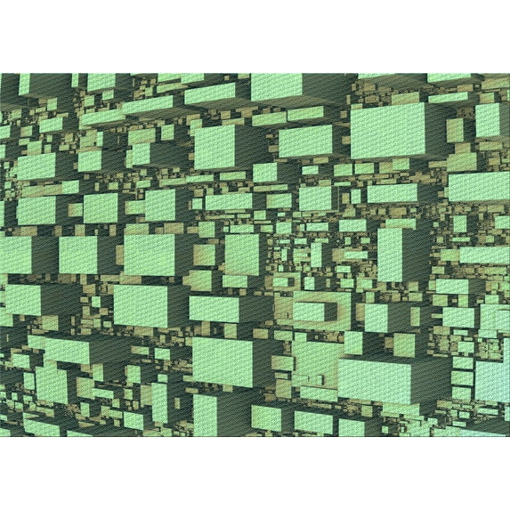 Ahgly Company Indoor Rectangle Patterned Medium Forest Green Area Rugs, 8' x 10'