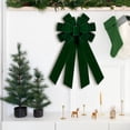 thumbnail image 5 of Clearance 1PC Large Velvet Christmas Bow, Dark Green Tree Topper Wreath Bow, Decorative Xmas Bow for Front Door Stair Fireplace Home Decor, 5 of 5