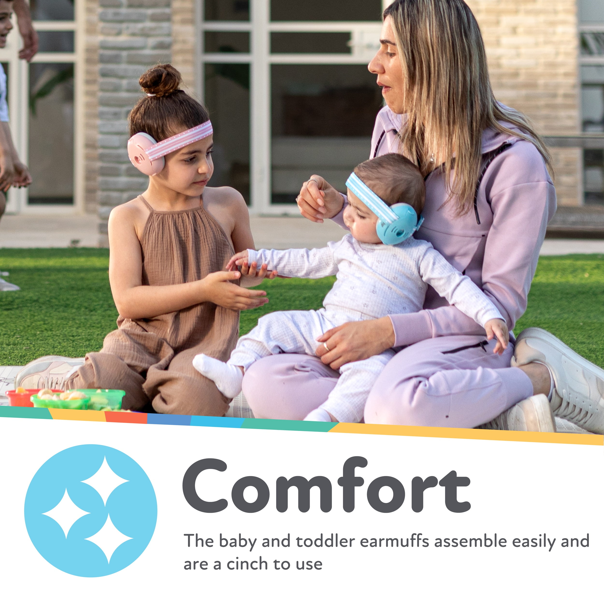 Nuby Soft Sounds Adjustable Earmuffs for Babies, Gray