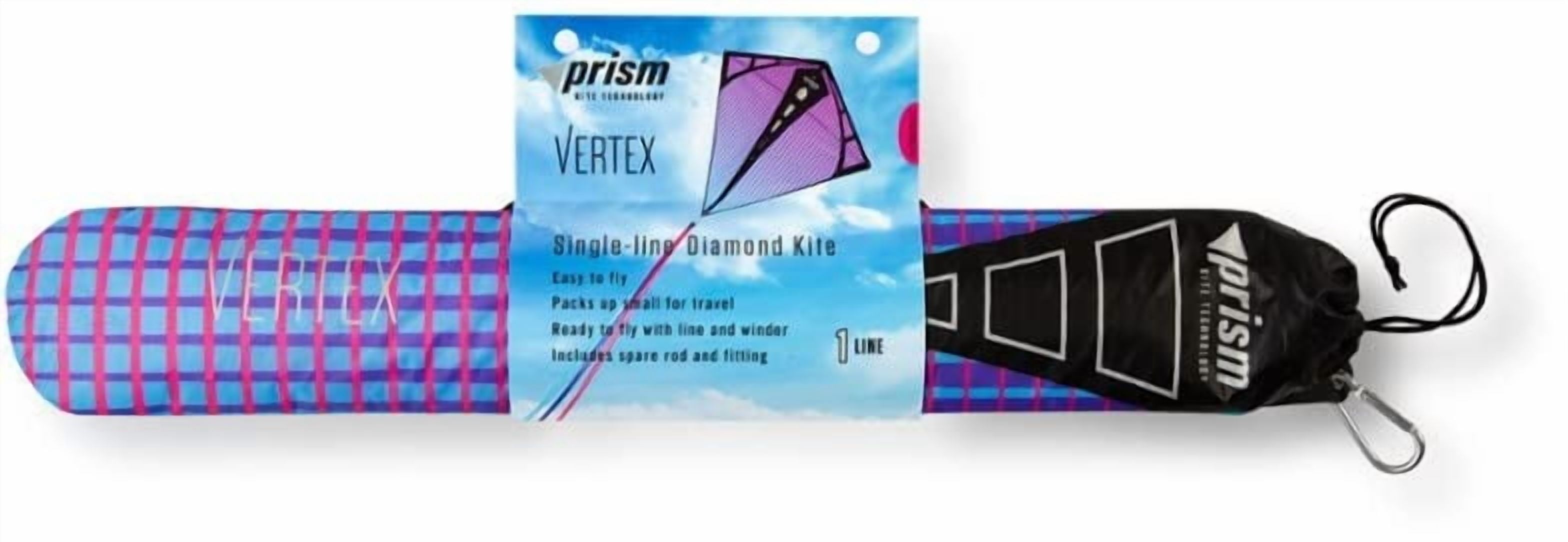 Prism Kite Technology Vertex High Flying Diamond Kite with 10' Long Triple Streamer Tail, Ultraviolet