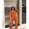 thumbnail image 2 of AURA Women Two Piece Outfit Set Casual Shirt High Waist Pants Summer S-XXL, 2 of 9