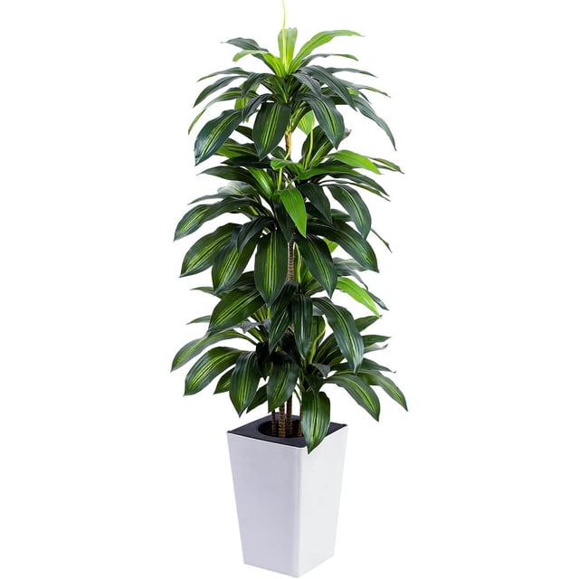 Árbol artificial de dracaena con maceta blanca, decoración de interiores, oficina, casa, regalo de inauguración