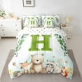 thumbnail image 2 of Feelyou Kawaii Bear Rabbit Bedding Comforter Set 7pcs, Watercolor Cartoon Animal King Bedding Sets, Initial H Letter Theme Reversible Bed Sheets, Microfiber Bedroom Decor, 2 of 8