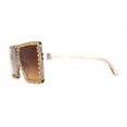 thumbnail image 3 of Girls Child Size Large Rhinestone Studded Flat Top Square Mob Sunglasses All Brown, 3 of 4