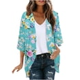 thumbnail image 3 of Craaazy Ladies Summer Printed Topss, Open Front 3/4 Sleeve Casual Cardigan, Loose Fit Comfy Blouse for Everyday Outfits Gifts, 3 of 5