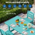 thumbnail image 2 of KINGYES 6 Piece Patio Dining Set, HDPE Outdoor Table and Chairs with Bench, Aruba Blue, 2 of 11