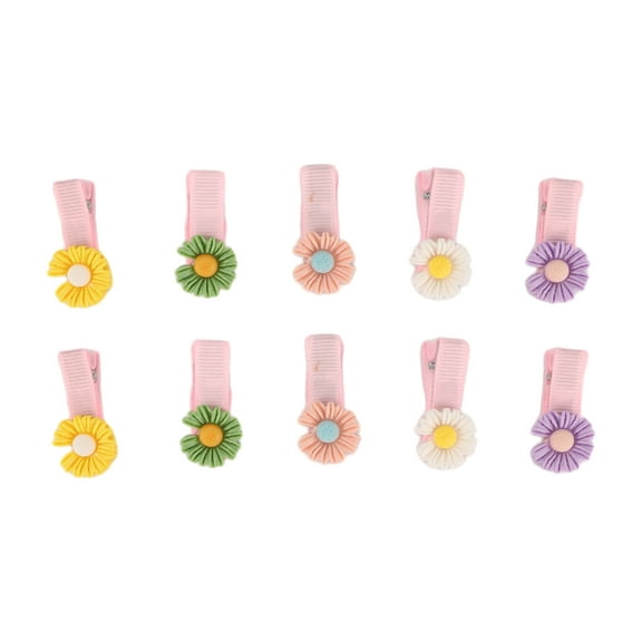 10 Pcs Fashion Cute Flowers Hair Clips for Girls Pink Yellow Green Purple White