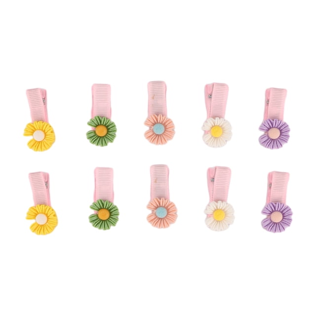 10 Piezas de Clips para el Cabello de Flores Bonitas y de Moda para Niñas en Rosa, Amarillo, Verde, Púrpura y Blanco
