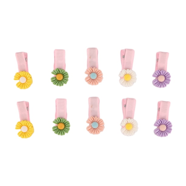 10 Piezas de Clips para el Cabello de Flores Bonitas y de Moda para Niñas en Rosa, Amarillo, Verde, Púrpura y Blanco