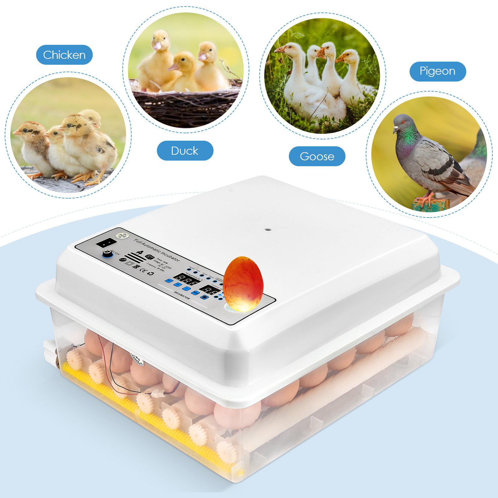 Digital Egg Incubator Automatic Turning 7/48 Eggs Poultry Hatcher Chicken Bird 