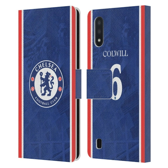 Head Case Designs Officially Licensed Chelsea Football Club 2025/26 Players Home Kit Levi Colwill Leather Wallet Case Compatible with Samsung Galaxy A01 (2020)