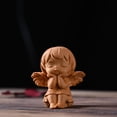 thumbnail image 4 of Tineasur Khaki Wooden Angel Figurine with Carved Wings, Elegant Home Decor Sculpture for Living Room or Office, 4 of 8