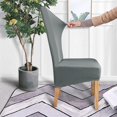 thumbnail image 3 of 4x Cubierta de silla de comedor con respaldo alto elástico gris Funda para taburete de silla de catering perfecl Funda elástica para asiento de comedor, 3 of 8