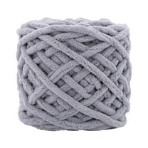 1 Pc Fluffy Chenille Chunky YarnChunky Chenille Yarn for Crocheting Soft Thick Fluffy Yarn for Hand Knitting Bulky Velvet Blanket Plush for Weaving DIY Crafts, Light Gray