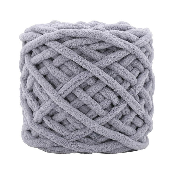 1 Pc Fluffy Chenille Chunky YarnChunky Chenille Yarn for Crocheting Soft Thick Fluffy Yarn for Hand Knitting Bulky Velvet Blanket Plush for Weaving DIY Crafts, Light Gray