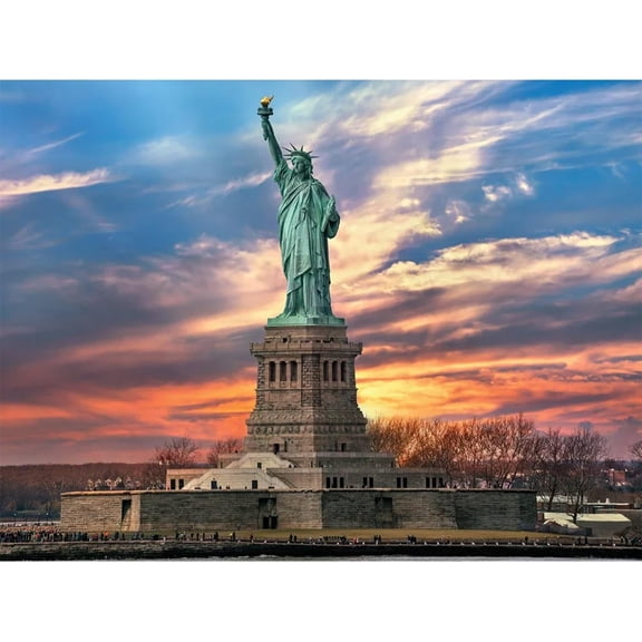 Bits and Pieces Statue of Liberty Sunset Jigsaw Puzzle for Adults, 300 Pieces, Large Pieces 18" x 24", No Two Pieces Alike