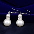 thumbnail image 3 of Double Chain Pearl Jewelry Set Women Simulated Pearl Necklace Earrings Jewel AL, 3 of 6