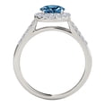 thumbnail image 3 of MauliJewels Engagement Rings for Women 1.30 Carat Halo Blue Diamond Engagement Ring Crafted 4 Prong-Setting 14k White Gold Genuine Diamond Wedding Jewelry Collection, 3 of 6