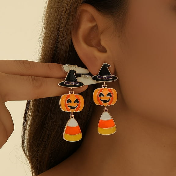 Top-kevin Exaggerated Halloween Jewelry, Halloween Candy Earrings, Dark Style Haunted Ghost Earrings and Long Earrings, Halloween Letter BOO Earrings