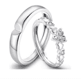 thumbnail image 1 of Xtellar 2 Anillos Promesa Plata Fina 925 Moderno Parejas Compromiso, 1 of 1