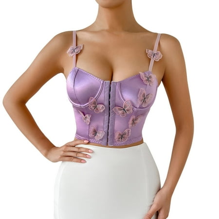 

Camisole For Women Purple Lace Butterfly Girly Heart Elegant Vest