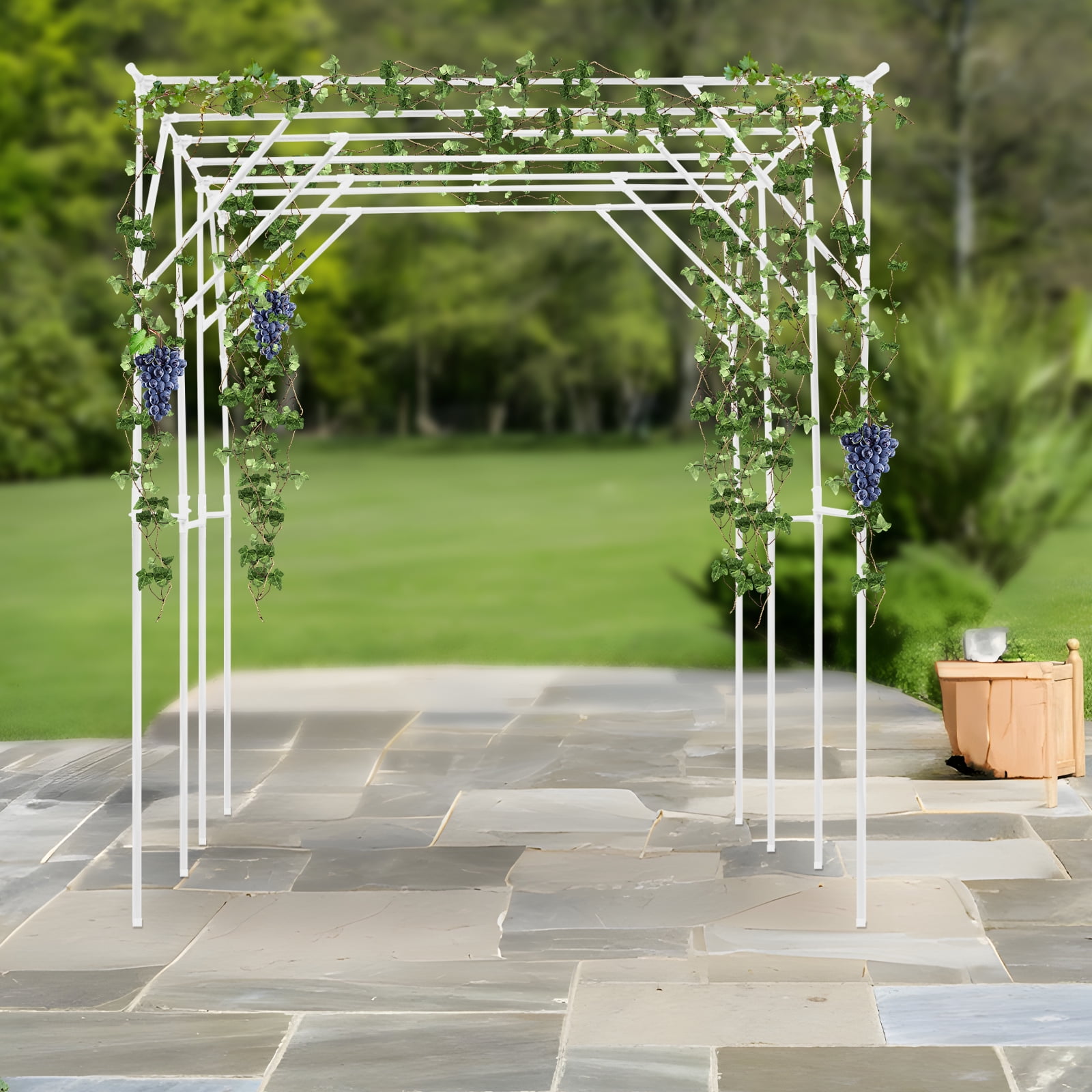 White Steel Pipe 3.1x2x2.3m Courtyard Climbing Frame Large Stable Grape Garden Support Frame