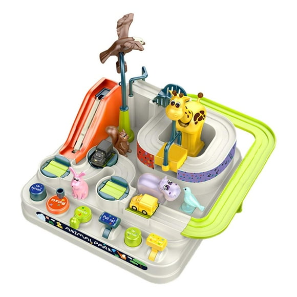Milaget Kids Puzzle Race Tracks Car Adventure Toy Animal Park Adventure Track for 3 4 5 A