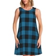 thumbnail image 1 of Fotbe Blue Black Plaid Vestido de Verano sin Mangas para Mujer – Vestido Midi Línea A, Estilo Camiseta Floral, Vestido Playero Casual y Fluido, 1 of 7