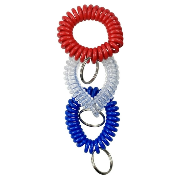 Baumgartens Wrist Coil Key Chain, Assorted Colors, Pack of 3