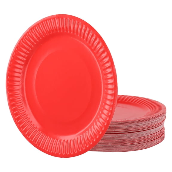 QWORK Elegant Disposable Paper Plates - AFN1100 Pack Waterproof Travel Party Plates-Red, 7 Inches Disposable Plates Paper Dessert Plates for Parties, Dinner, Holiday, Weddings & Special Events