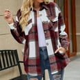 thumbnail image 6 of Women's Casual Plaid Lapel Woolen Button Up Pocketed Long Shacket Coat, 6 of 6