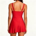 thumbnail image 5 of MecTo Women's Swimsuit 2 Piece Swim Suit High-Waisted Tummy Control Bathing Suit Tie Knot Skirt Top with Triangle Bottom Tankini Sets Red S, 5 of 8
