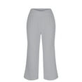 thumbnail image 4 of FUNUONY Womens Cropped Yoga Sweatpants Wide Leg High Waisted Lounge Pajamas Pants Comfy Workout Loose Pants with Pockets Solid Color Loose Sports Pants High Waist Pants Light Ashy Xxl, 4 of 6