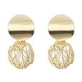 thumbnail image 1 of Pendientes de gota de perla artificial con forma de bola hueca tejida geométrica retro para mujer, joyería de arte moderno, regalo, 1 of 7