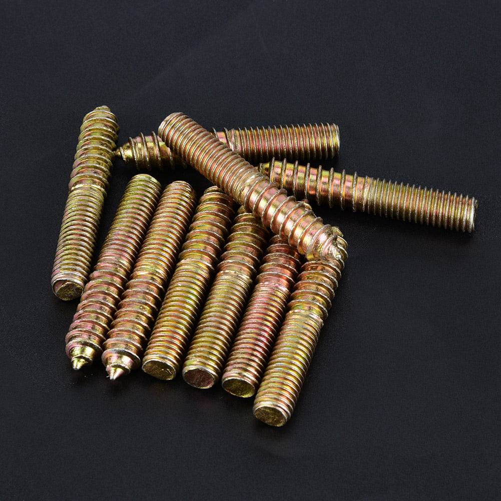 10 Pcs 6*60mm Double Ended Wood to Wood Furniture Fixing Dowel Screw Durable
